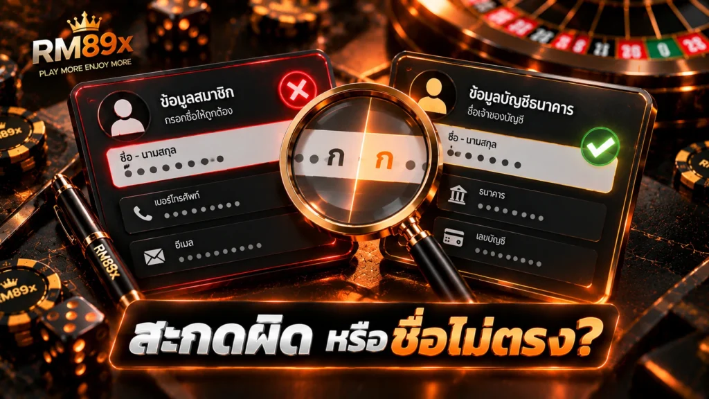 ชื่อสมัคร RM89x ต้องตรงกับบัญชีธนาคารไหม